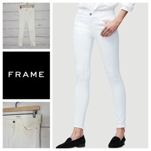 FRAME Le Skinny de Jeanne Crop White Denim Jeans Women's Size 31 Low Rise Skinny